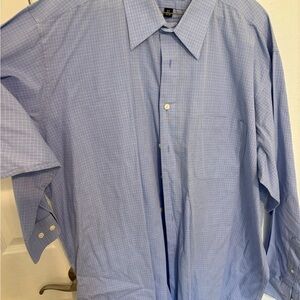 Repp Big Men's Light Blue Check Dress Shirt 18.5, 34/35